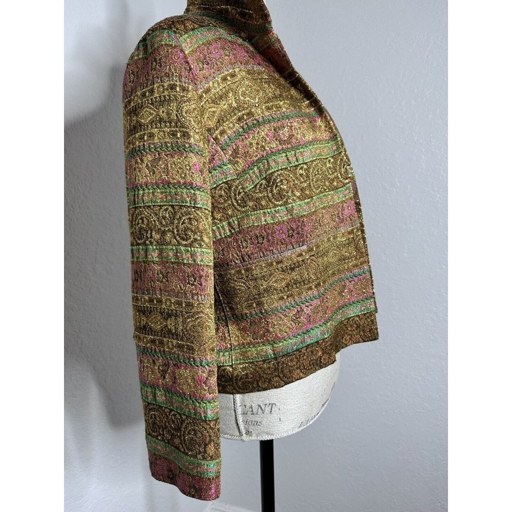 Patchington Blazer & Top Women's Gold Metalic Brown Size S/M 2 Pieces Made USA - Picture 4 of 9